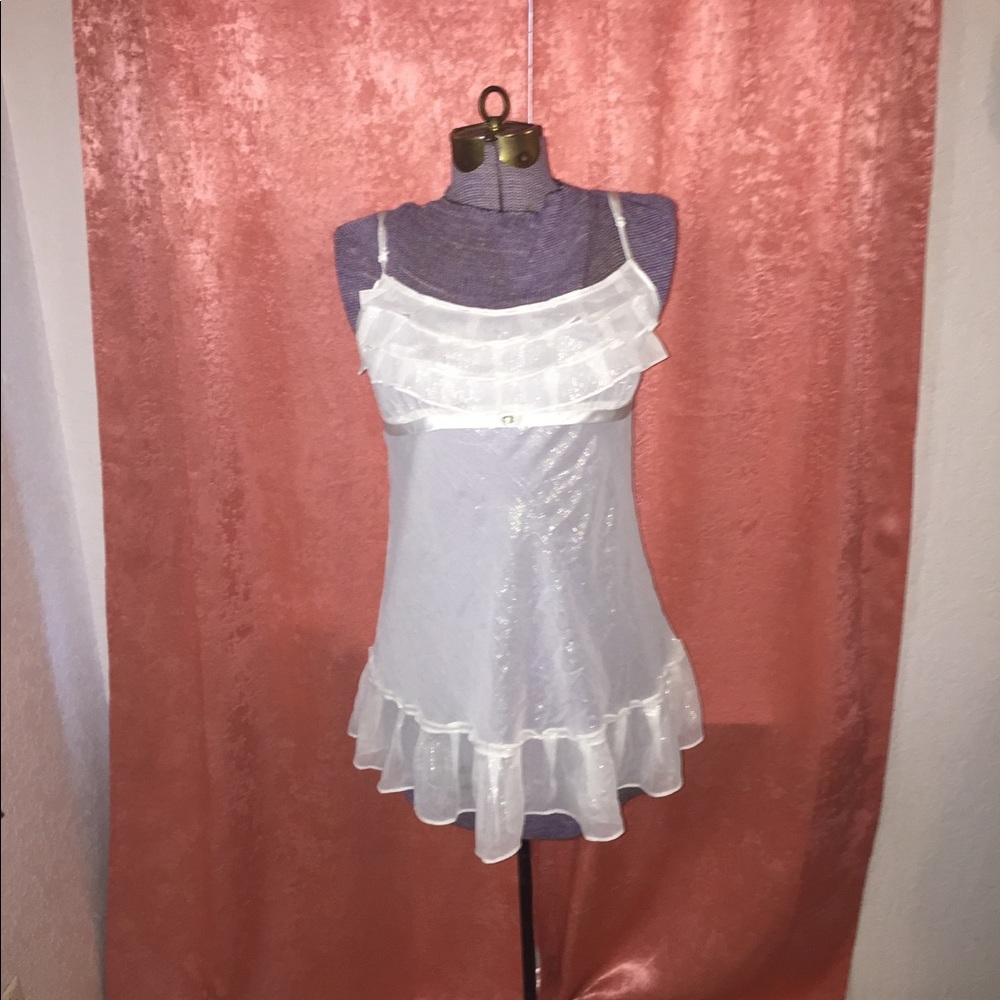Betsey Johnson white sheer night top sz large